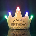 Beige LED glowing birthday crown for kids with silver sequins and colorful lights - One Size / Yellow Birthday Crown Hat