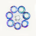 Iridescent blue-purple and silver multifaceted crystal glass rings for nail art DIY jewelry - Blue
