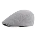 Classic grey knitted beret cap for men and women featuring reinforced stitching detail - Adjustable / Light Gray