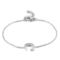 Elegant silver zircon letter C bracelet in stainless steel with adjustable chain links - Letter C Rhinestone Style (KB117681-KLB)