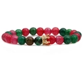 Set di bracciali di coppia in agata con corona di turchese e trame naturali di pietra - Corona in agata dorata