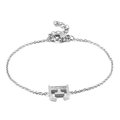 Silver stainless steel bracelet featuring a crystal-encrusted letter H pendant - Letter E(KB117685-KLB)