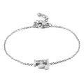 Silver stainless steel bracelet with letter F pendant and crystal diamond inlay - Letter F(KB117687-KLB)