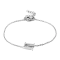 Silver stainless steel chain bracelet with a sparkling diamond-encrusted letter N charm - Letter N(KB117703-KLB)