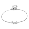 Minimalist silver-plated bracelet featuring a letter J pendant with sparkling white zircons - Letter J(KB117695-KLB)
