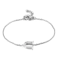 Minimalist silver-tone titanium steel bracelet featuring a D-letter pendant with crystals - Letter U(KB117717-KLB)