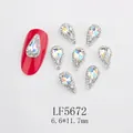 Cristal para uñas de gota AB iridiscente con borde plateado, tamaño 6,6x11,7 mm - Pequeño Gota AB Aurora Base Plateada (5672-S)
