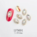 LF5691 Cristal de aurora para uñas con base dorada y tamaño 7,3*12 mm expuesto - Marquise AB Aurora Base Dorada (5691)