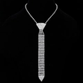 Collana a cravatta con strass argento scintillanti e frange eleganti per le feste - Strass Bianco Argento