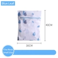 Fine mesh laundry bag with blue leaf print for delicates, 40x30cm small size - Small 30*40 - Blue Leaf