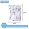 Mesh laundry bag with cactus print and protective zipper, size 40x50cm for delicates - Medium 40*50 - Cactus
