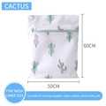 Thickened mesh laundry bag with cactus print and blue zipper, size 50x60cm for sweaters - Cactus (Large 50*60cm)