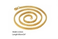 Goldene quadratische Gliederkette aus Edelstahl, Breite 3,0 mm und Länge 60 cm für Herren - 3mm*60cm Goldfarbe Box Kette