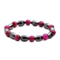 Tiger eye and faceted hematite beaded bracelet in rose red and dark grey tones - Faceted Hematite Tiger Eye C