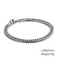 5mm silver stainless steel curb chain bracelet for men with 200mm length and lobster clasp - 5mm Width - 20cm Length (KB126678-Z)