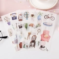 Vintage retro object washi stickers set for scrapbooking featuring 5 sheets of deco patterns - 5. Cozy Times