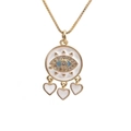 White Evil Eye with Triple Hearts