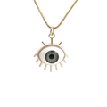 Golden necklace with green evil eye pendant in a minimalist Bohemian jewelry style - Blue 2 Evil Eye (Box Chain)