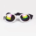 Faltbare weiße Haustier Sonnenbrille mit Regenbogenlinsen und verstellbarem Kopfband - Weiß