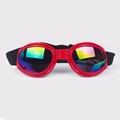 Adjustable bright red pet goggles with colorful reflective lenses for medium large dogs - Red