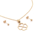 Ensemble collier avec pendentif trèfle doré et boucles d'oreilles boules assorties - Style Trèfle Doré (KS95041-ZC)