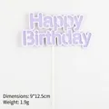 Light purple Happy Birthday cake topper with layered design and 9x12.5cm dimensions - Purple