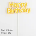 Yellow Happy Birthday cake topper with minimalist font for birthday party decoration - Yellow