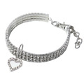 Funkelndes Strass-Haustierhalsband mit Herzanhänger und verstellbarer Silberkette - Herz / S / Weiß