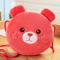 Pink plush bear crossbody bag for girls with star embroidery and soft cord strap - Pink Big Bear