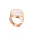 Rose gold stainless steel shell ring with Roman numeral engraving for a modern style - Rose Gold Roman Numeral Shell Style(KR38985-K)