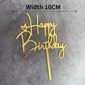 Golden acrylic Happy Birthday cake topper with heart design on stone background - Small Heart Gold
