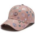 Pink baseball cap featuring all-over silver star and M letter prints for women - Adjustable / Pink