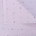Detailed view of pink tissue paper with silver heart patterns for flower wrapping - Pink Base Silver Heart (28 Sheets/Pack)