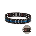 Men's titanium steel magnetic bracelet featuring a black finish and a blue stripe detail - 4-in-1 Blue Stripe Middle