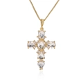 Collana con ciondolo a croce dorata stile hip hop punk con zirconi cubici micro-incastonati - Oro