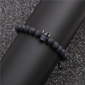 Micro-set blue zircon crown beaded bracelet with gunmetal adjustable pull chain - Blue Crown