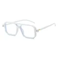 Stylish square frame glasses in white with blue light blocking lenses and gold hinges - White Frame