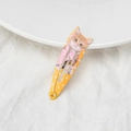 Yellow hair clip featuring a cute orange cat pattern and white hearts for girls - 5# Yellow Cat
