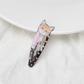 Cute brown hair clip with orange cat pattern and white hearts for girls - 8# Coffee Cat