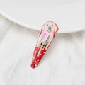 Red polka dot BB hair clip featuring a cute Golden Retriever puppy print on metal - 16# Bright Red Dog