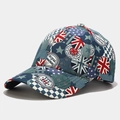 Détail de la casquette de baseball en coton graffiti drapeau anglais avec texte London - Réglable / Drapeau Pentagramme Bleu