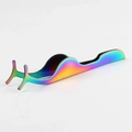 Rainbow stainless steel false eyelash tweezers with curved wide tip for easy application - Rainbow Gradient Tweezers