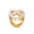 Exquisite 18K gold-plated wide band ring with heart-shaped hollow design and pavé zircons - US 6 / Gold Heart-shaped Hollow Style (KR34680-K)