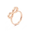 Rose gold hammered stainless steel ring with elegant bow design and infinity style - Rose Gold Bow Hammered Style (KR38254-K)