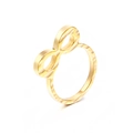 Minimalist infinity symbol ring in golden finish with textured embossed surface - Gold Infinity Ripple Style (KR38248-K)