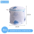 Thickened mesh laundry bag for bras with blue leaf pattern 16x16cm size - Blue Leaves Bra Bag 16*16cm