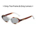 Gafas de sol retro ojo de gato con montura gris marrón y cristales grises - Marco de Té Gris Lentes Grises