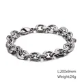 Silver punk style stainless steel chain bracelet with lobster clasp 200x9mm - Silver 200x9mm (KB126644-Z)