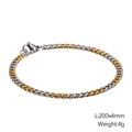 Bicolor-Armband aus Edelstahl in Gold und Silber, Panzerkette, 200mm Länge, 4mm Breite - Gold Silber Bicolor-200x4mm (KB126649-Z)