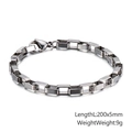 Silver stainless steel box chain bracelet, 200mm length and 5mm width with lobster clasp - 5mm Thickened Style (KB126677-Z)